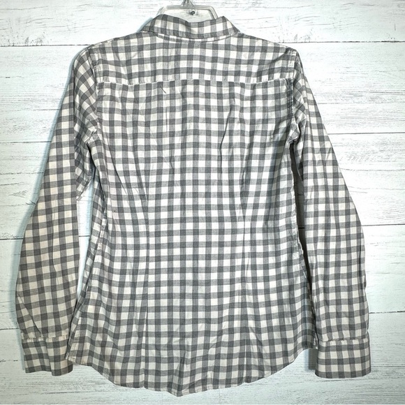 Banana Republic Soft Wash Button Shirt Gray White Checked - Picture 3 of 4